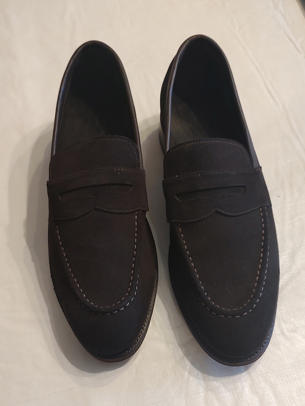 Meermin Dark Brown Suede Penny Loafers Size 8